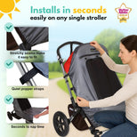 SnoozeShade Plus Deluxe (6m+)  Premium Sunshade & Mosquito Net for Pushchairs Blocks 97.5% UV & Supports Naps
