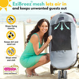 SnoozeShade Plus Deluxe (6m+)  Premium Sunshade & Mosquito Net for Pushchairs Blocks 97.5% UV & Supports Naps