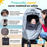 SnoozeShade Plus Deluxe (6m+)  Premium Sunshade & Mosquito Net for Pushchairs Blocks 97.5% UV & Supports Naps