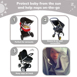 SnoozeShade Original (Newborn to approx 6m); Carrycot & pram sun shade and baby sleep aid; Better than a pram parasol; Doona compatible; Blocks 99% of UV