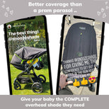 SnoozeShade Original (Newborn to approx 6m); Carrycot & pram sun shade and baby sleep aid; Better than a pram parasol; Doona compatible; Blocks 99% of UV