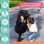 SnoozeShade Plus Extra - Universal Pushchair & Buggy Sunshade Blocks 99% of UV - Mosquito Net - Aids Baby Naps
