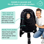 SnoozeShade Plus Extra - Universal Pushchair & Buggy Sunshade Blocks 99% of UV - Mosquito Net - Aids Baby Naps