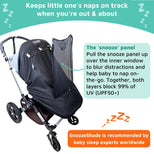 SnoozeShade Plus Extra - Universal Pushchair & Buggy Sunshade Blocks 99% of UV - Mosquito Net - Aids Baby Naps