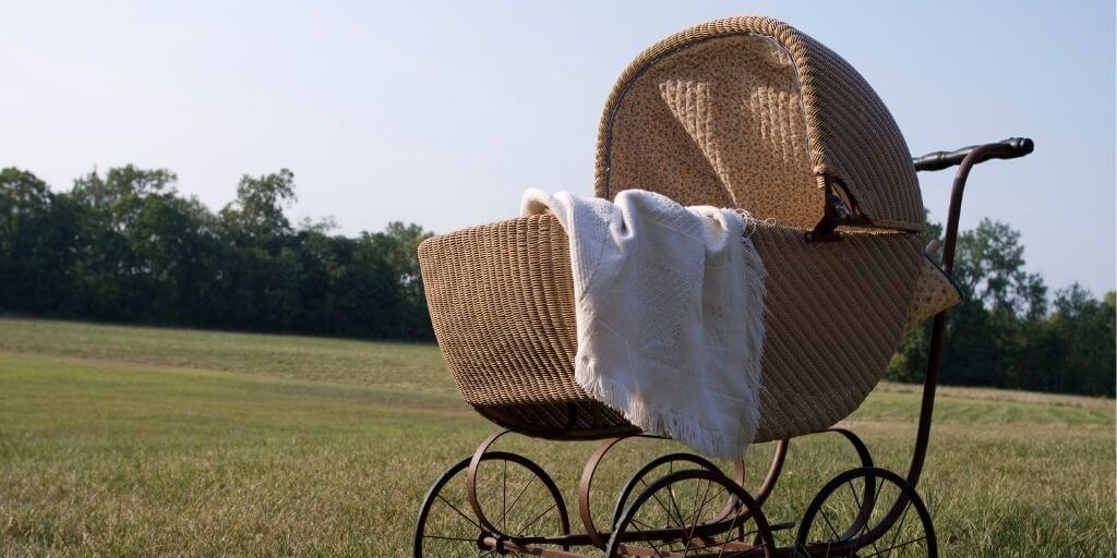 Picture of a pram with a blanket 