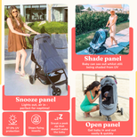SnoozeShade Plus Deluxe (6m+)  Premium Sunshade & Mosquito Net for Pushchairs Blocks 97.5% UV & Supports Naps