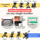 SnoozeShade Plus Deluxe (6m+)  Premium Sunshade & Mosquito Net for Pushchairs Blocks 97.5% UV & Supports Naps