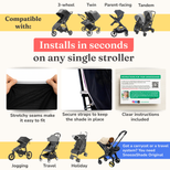 SnoozeShade Plus Extra - Universal Pushchair & Buggy Sunshade Blocks 99% of UV - Mosquito Net - Aids Baby Naps