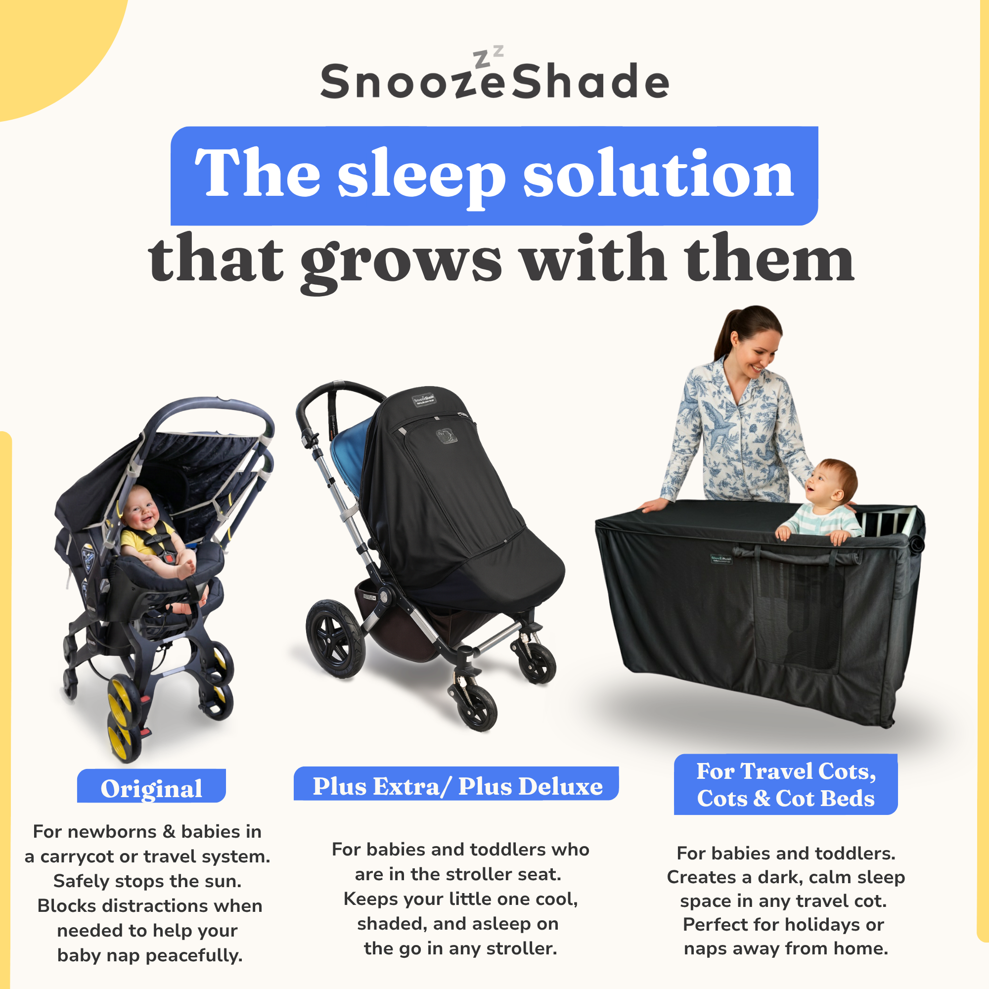 SnoozeShade Original - Baby Pram Sun Shade - Limited Edition Grey