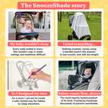 SnoozeShade Plus Deluxe (6m+)  Premium Sunshade & Mosquito Net for Pushchairs Blocks 97.5% UV & Supports Naps