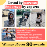 SnoozeShade Plus Deluxe (6m+)  Premium Sunshade & Mosquito Net for Pushchairs Blocks 97.5% UV & Supports Naps