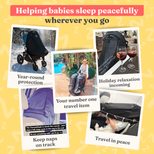 SnoozeShade Plus Extra - Universal Pushchair & Buggy Sunshade Blocks 99% of UV - Mosquito Net - Aids Baby Naps