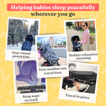 SnoozeShade Plus Deluxe (6m+)  Premium Sunshade & Mosquito Net for Pushchairs Blocks 97.5% UV & Supports Naps