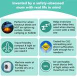 SnoozeShade for Travel Cots | Travel cot blackout canopy | Air-permeable mesh blocks 94% of light