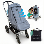 SnoozeShade Plus Deluxe (6m+)  Premium Sunshade & Mosquito Net for Pushchairs Blocks 97.5% UV & Supports Naps