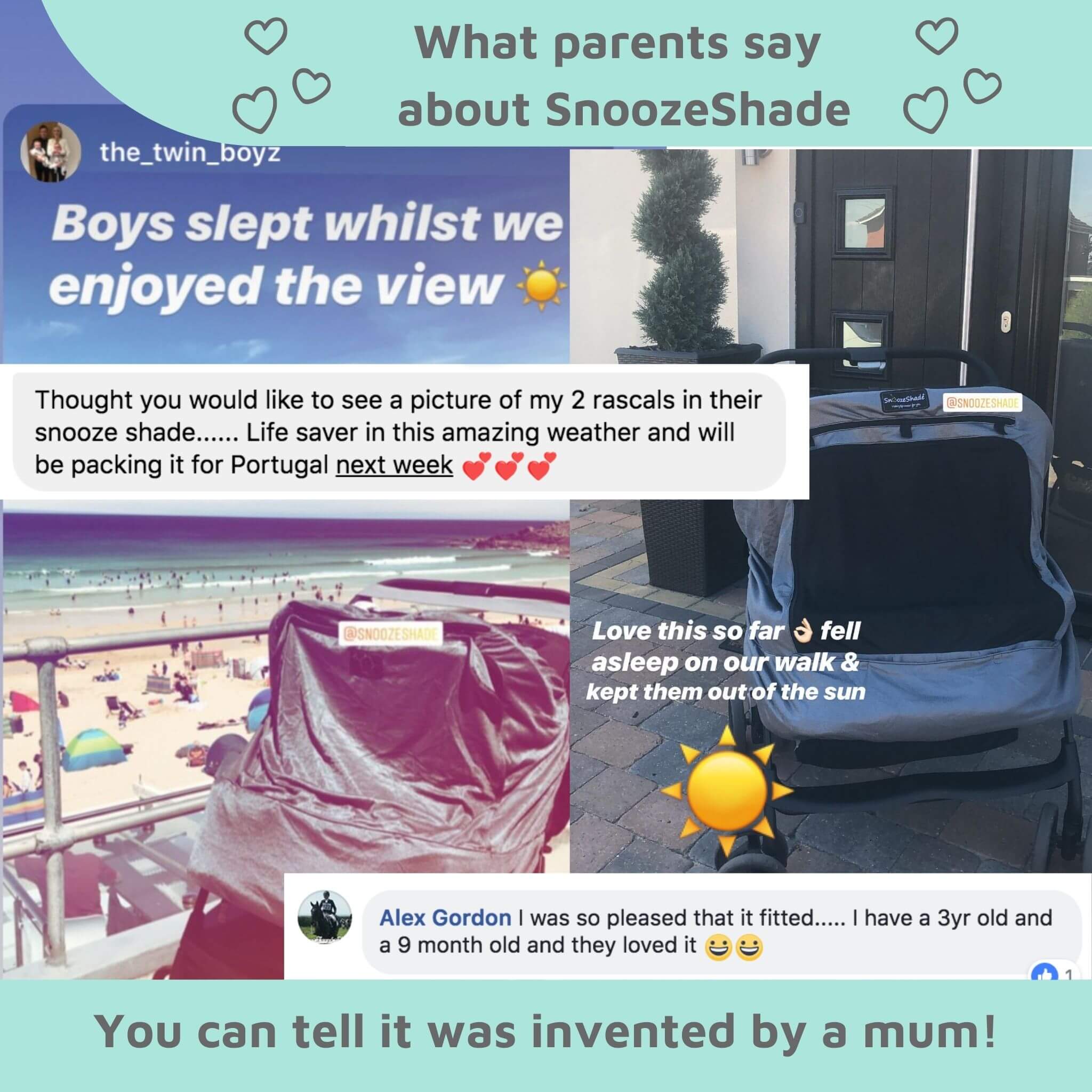 SnoozeShade Twin Deluxe Sun & sleep shade for double buggies