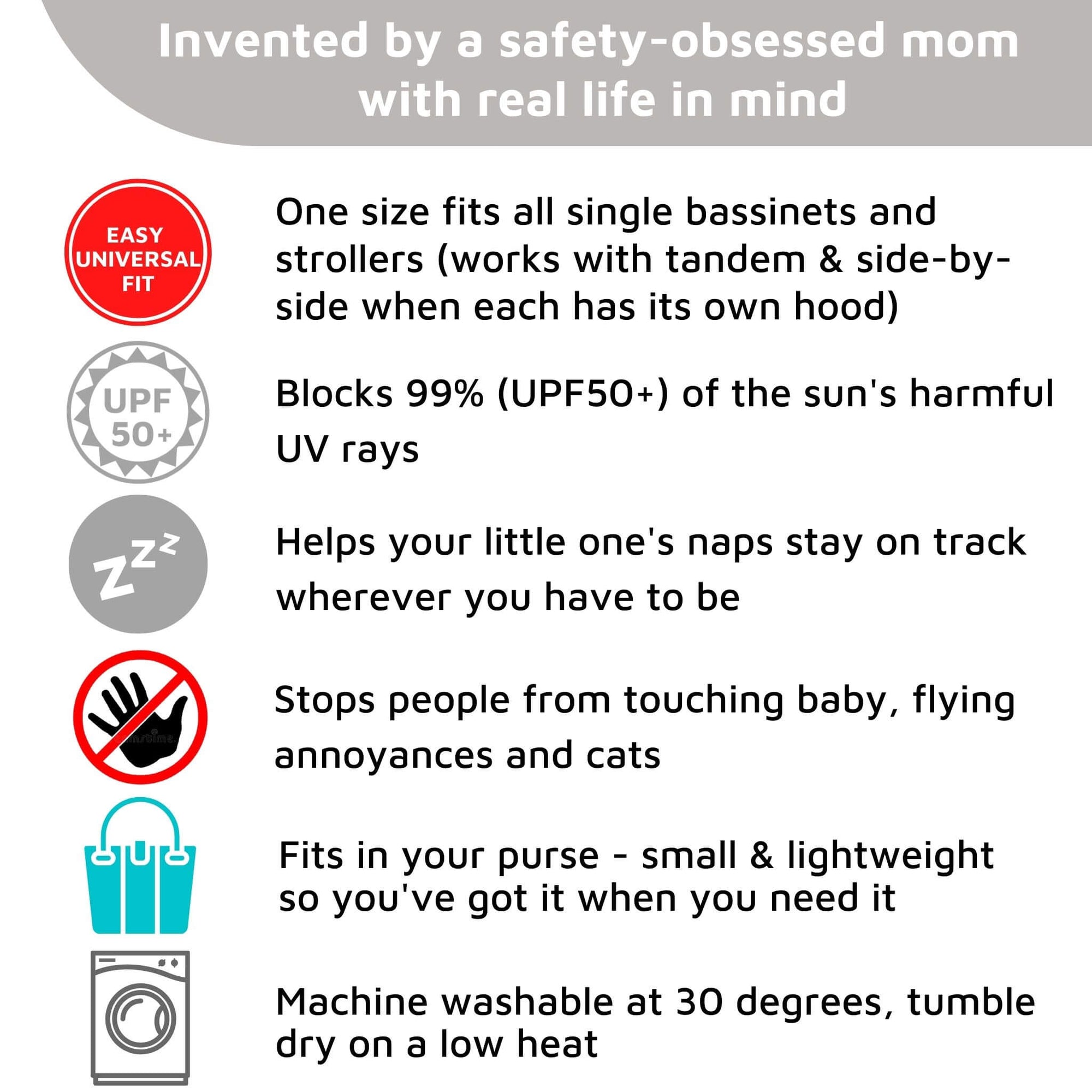 SnoozeShade Plus (6m+) | Universal-fit pushchair/buggy sun and sleep shade