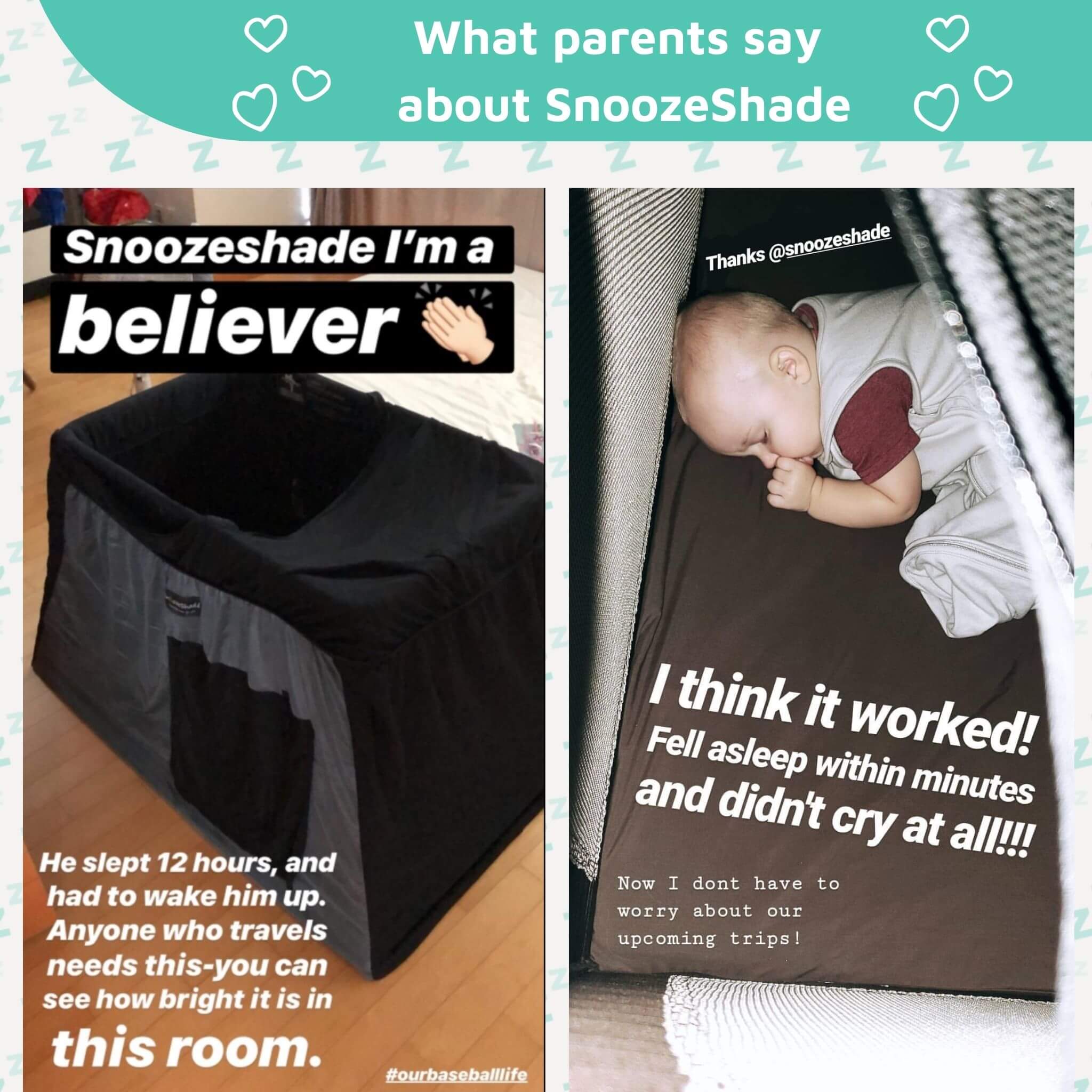 SnoozeShade for Travel Cots Airpermeable blackout canopy SnoozeShade