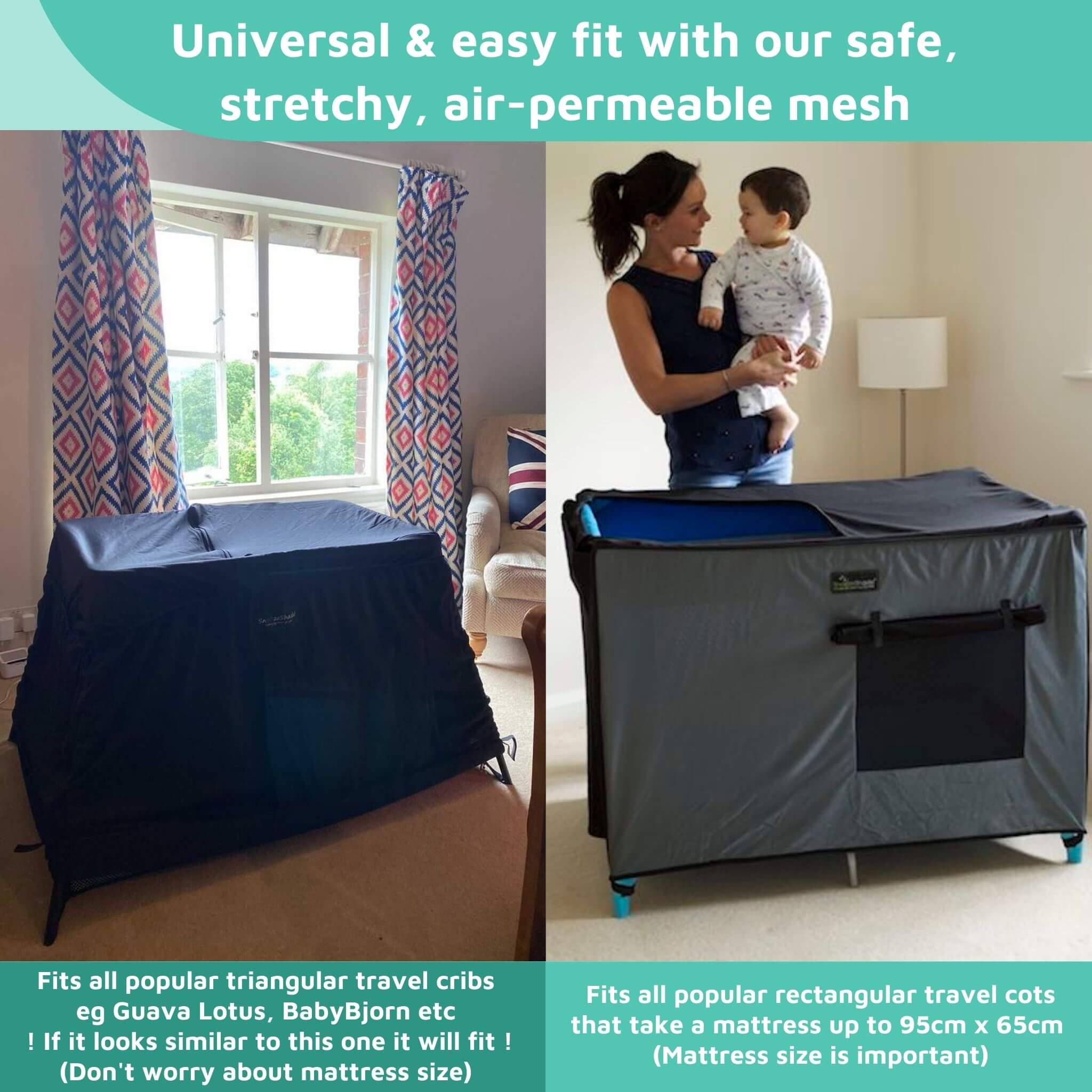 SnoozeShade for Travel Cots Airpermeable blackout canopy SnoozeShade